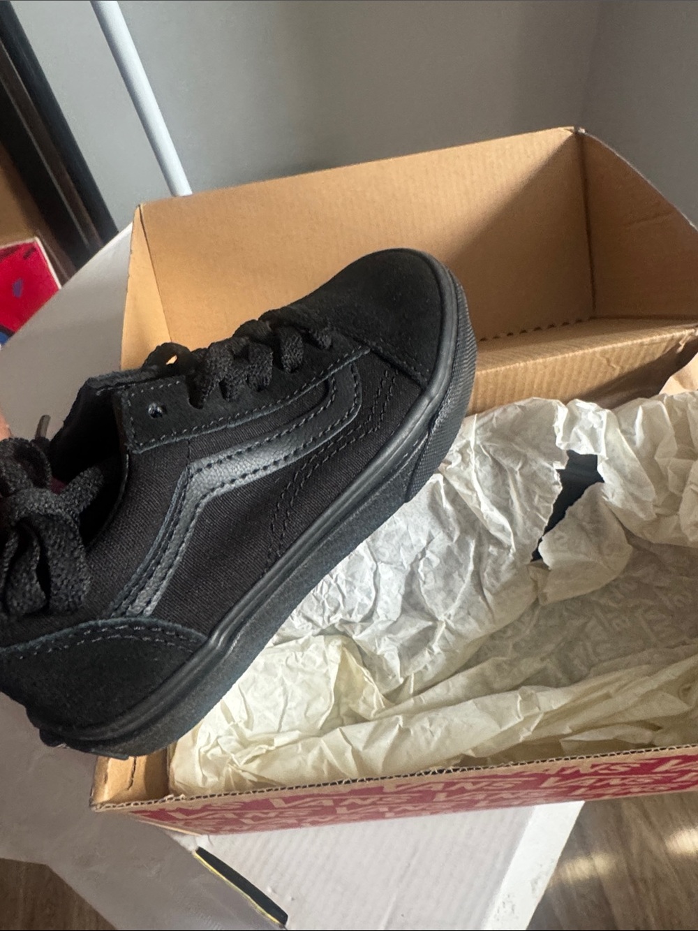Vans Kids Black Low-Top Skate Sneakers
